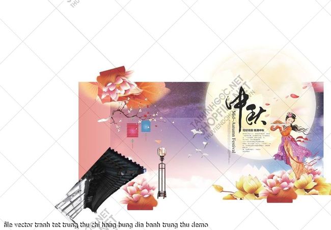 file vector tranh tet trung thu chi hang bung dia banh trung thu 